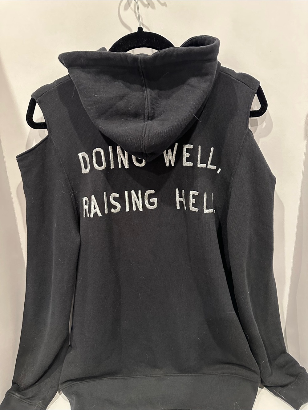 603AW - Zoe Karssen Doing Well Raising Hell Zip Hoodie Cold Shoulder Black L